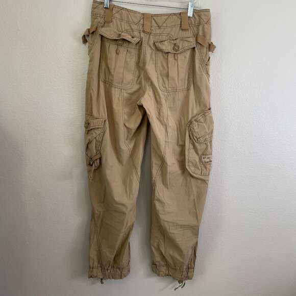 Vintage Y2K Abercrombie & Fitch Womens 10 Cargo Pants 90's Beige Baggy Utility - Picture 8 of 12